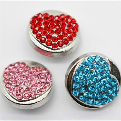 Interchangeable Love Heart shape snaps Jewelry fit 18mm Ginger Snap Crystal Snap Button Charms Women Girls MDB18-3