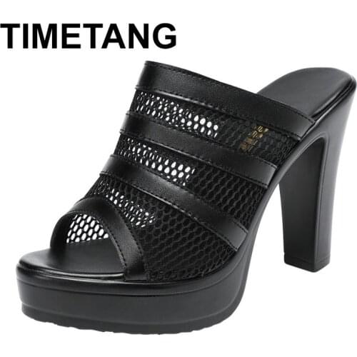 TIMETANG summer platform slippers 2020 new women shoes high heels big size 34-43 outerwear fashion leisure ladies slippers