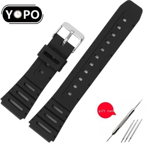 Waterproof Black Rubber Watchband Special Interface Bracelet Replacement Belt For CA-53W WL-100 W-741 W-720-1 Series Mens Strap