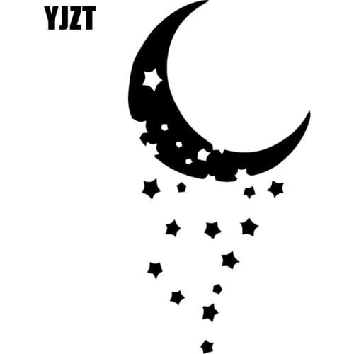 YJZT 9.4X18.4CM Moon And Falling Stars Vinyl Decal Truck Window Decoration Car Sticker C25-0484