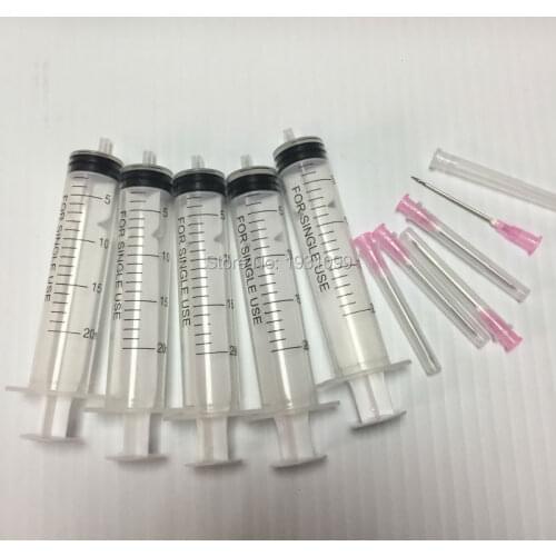 YOTAT 5pcs 20ml syringes with needle for CISS or refillable cartridge suitable ink oil grease glue
