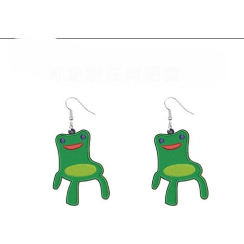 Funny Green Cartoon Frog Chairs Acrylic Earrings for Women Girls Lovely Simulation Animal Dangle Earrings Fashion Jewelry Gifts