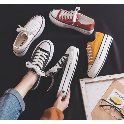 New Style Women 2021 Fashion Vulcanized Shoes Ladies Lace-up Womens Casual Shoes Breathable Walking Canvas Flats