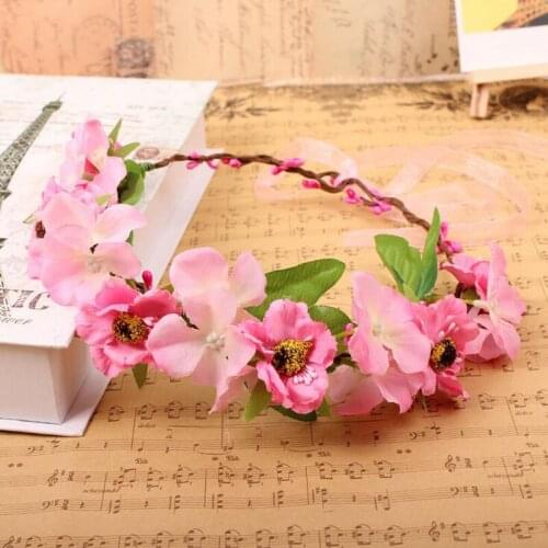 15pcs/lot Women Headwear Hydrangea Cherry Blossoms Flower Hairbands Artificial Wreath Hair Accessories For Bride Wedding