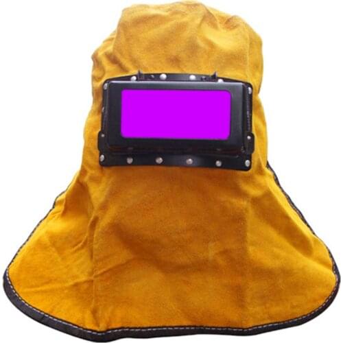 1 Pc Welding Helmets Solar Auto Darkening Filter Lens Welder Mask Head-Mounted Yellow Leather Hood Eyes Protection