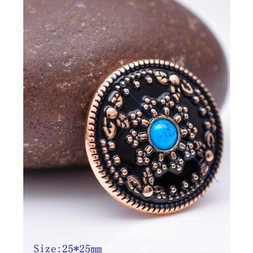 10pcs 1" Vintage Brass Turquoise Bead Rope Side Flower Pattern Leathercraft Western Headstall Saddle Bridle Conchos Screw back