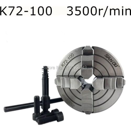 100mm 4 Jaw 4" Lathe Chuck Independent & Reversible Jaw SANOU K72-100 for CNC Drilling Milling woodworking