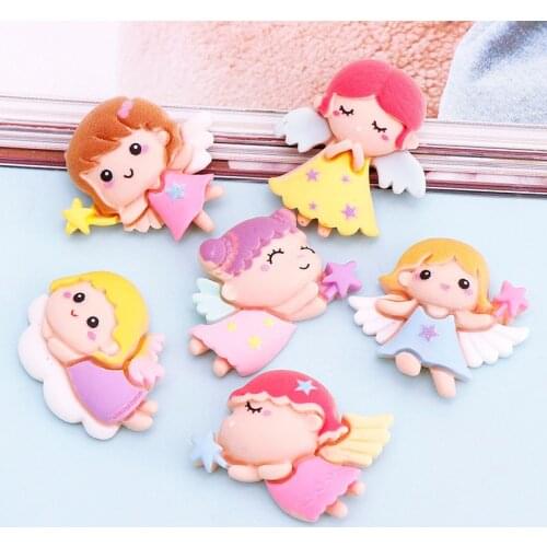 12pcs/set Mix Models Flatback Resin Accessories Cute Cartoon Angel DIY Handicrafts Childrens Headdress Accessories