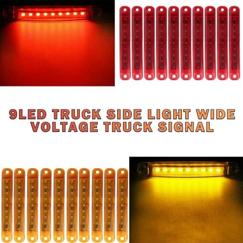 20pcs 9-LED Truck Trailer Side Marker Indicators Light Car Signal Brake Rear Warning Tail Light LED 12V Warning Lamp