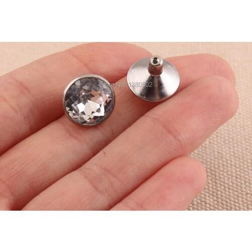 30PCS/LOT 6/7/11mm Transparent Crystals Rhinestone Rivets Nailhead Stud for Garment Bag Belt Accessories