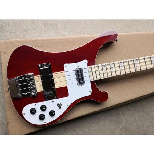 4 strings Red brown guitar Bass 4003 bass maple neck through body white pickguard IN STOCK 62