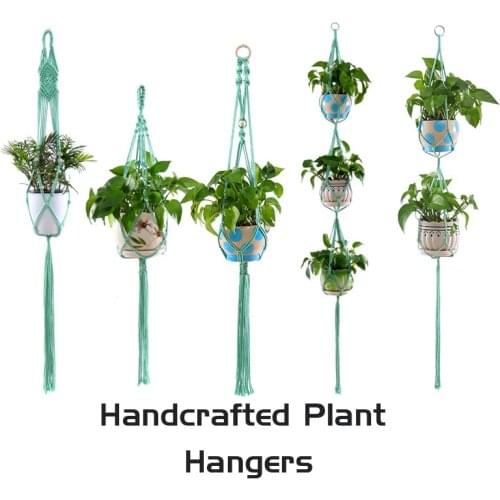 5pcs set Hanging basket handcrafted plant hangers Garden Macrame Plant Hanger Baskets Flower Pots Holder Hanging Decor Rope