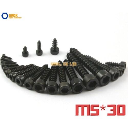 50 Pieces M5 x 30mm 8.8 Grade Alloy Steel Hexagon Socket Cap Head Self Tapping Screw Model Screw