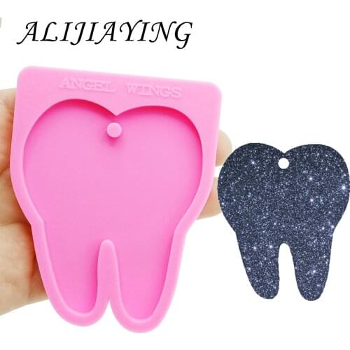 Shiny keychain tooth shape key ring decoration silicone mold for DIY epoxy resin DY0159