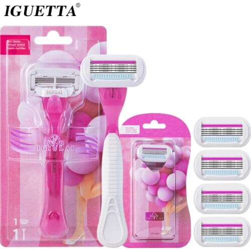 IGUETTA 1Handle&5Blades 4layers Women Body Manual Razor Shaving Stainless Steel Scraper Trimmer Shaving Knife Hair Removal Tools