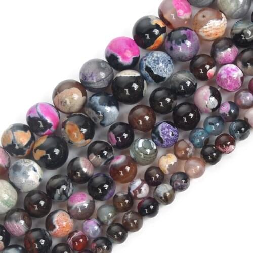 6/8/10mm Natural Stone Beads Round Multicolor flame agate with brown background Spacer beads For DIY Charm Bracele Necklace
