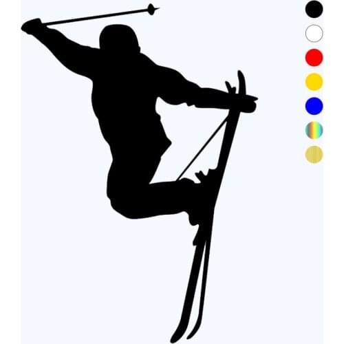 CK2323#15*21cm Skier funny car sticker vinyl decal silver/black car auto stickers for car bumper window car decorations