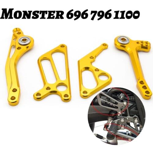 CNC Adjustable Gear Shift Shifter Lever + Wing For Ducati Monster 696 796 1100 Motorcycle Rearset Foot Peg Shifters Levers