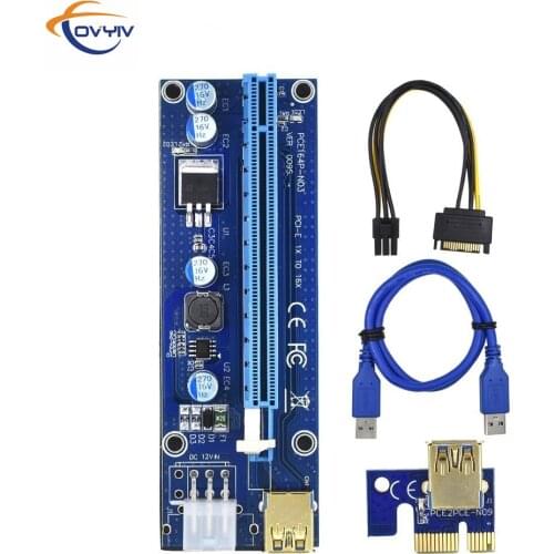 COVYIV 2021 Newest PCIE/PCI-E Riser 009S card PCI E X16 PCI Express 009 6Pin to SATA 1X 16X USB3.0 Extender LED Mining In Stock