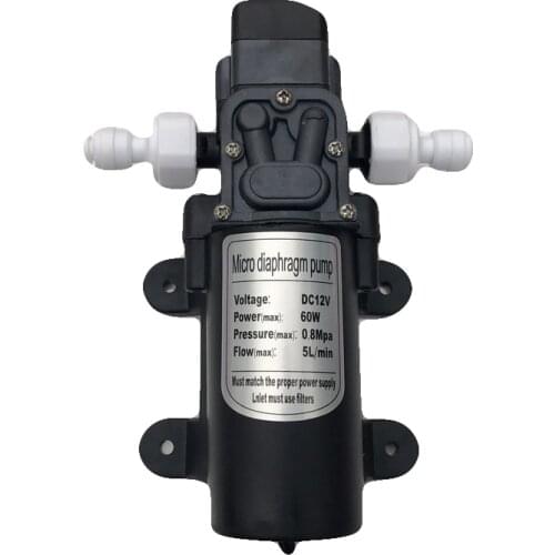 DC 12V 60W 5L/min Electric Water Pump Black Micro High Pressure Diaphragm Water Pump Sprayer Misting