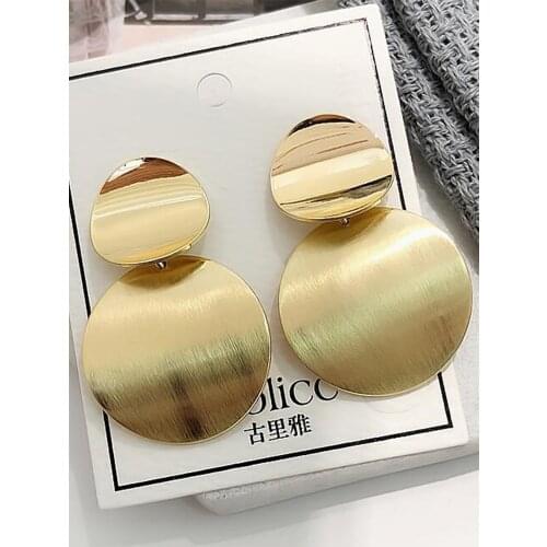 Europe America Fashion Geometric Stud Earrings For Women Wedding Long Round Gold Silver Color Statment Party Earring Brincos