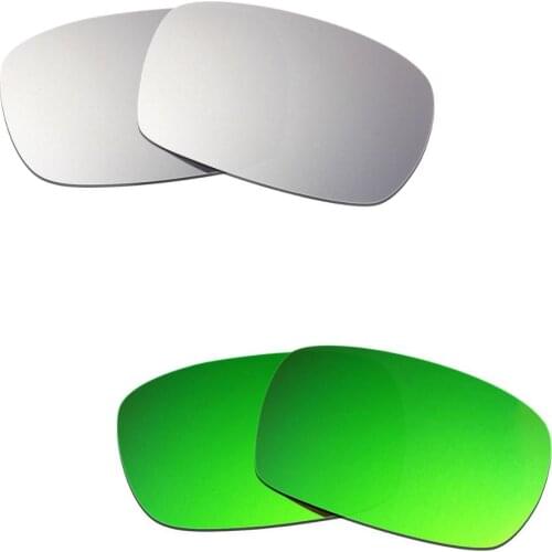 Hkuco For Crankcase Sunglasses Polarized Replacement Lenses 2 Pairs - Silver&Green