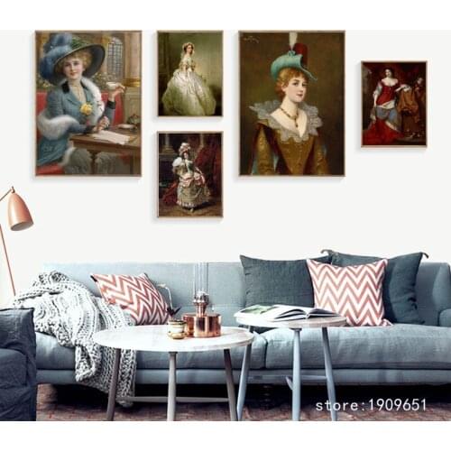 Cotton no frame classical palace figures dame canvas printings oil painting printed on cotton wall art decoration picture
