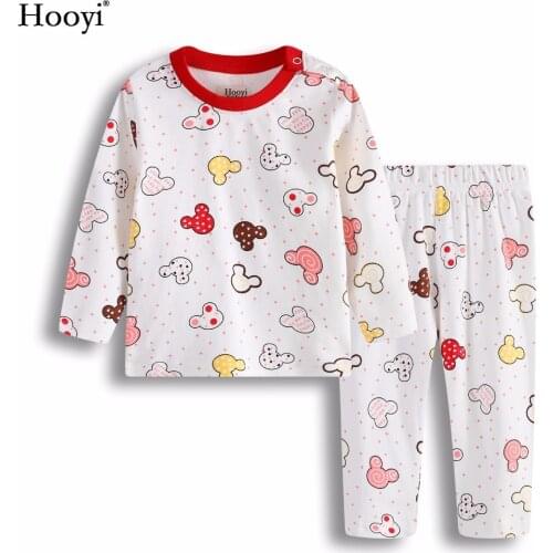 Hooyi Character Baby Girl Clothes Suit Infant Sleep Set 100% Cotton Soft Newborn Pajamas Clothing Suits Children Tee Shirt Pants
