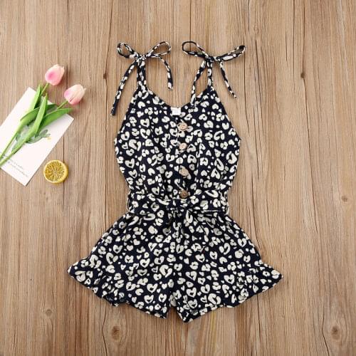 Pudcoco Newborn Baby Girl Clothes Leopard Print Sling Cotton Romper Jumpsuit One-Piece Outfit Sunsuit Playsuit Summer Clothes