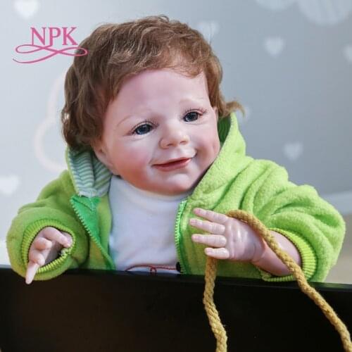 NPK 55CM reborn April hand paint doll hand rooted hair Christmas gift full body soft silicone or soft cloth body