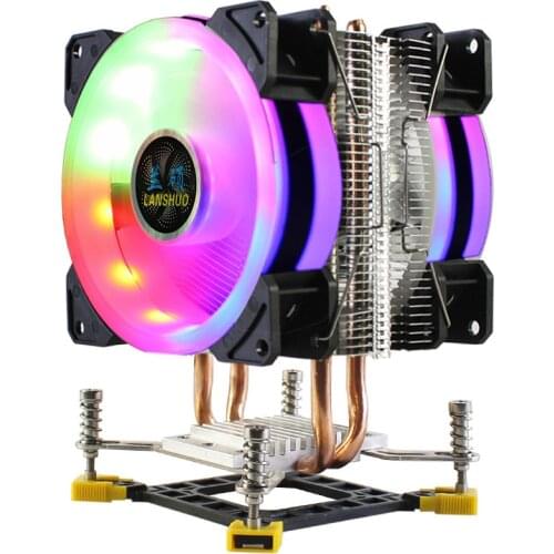 3/4PIN RGB LED CPU Cooler 2-Heatpipe 9cm Fan Cooling Heatsink Radiator for LGA 1150 1151 1155 1156 1356 1366 2011 X79 775 X58