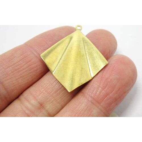 Brass earrings charms 32x27.8mm Brass fan dangle pendant Geometric Earrings components -10pcs R1131