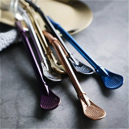 Stainless Steel Drinking Tea Yerba Mate Straw Gourd Bombilla Filter Spoon Filter Pipette Bar Accessories