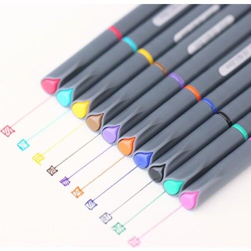 10 Colors/Set 0.38MM Art Markers Watercolor Based FineLiner Colored Marker Pens Sketch Drawing Pen Supplies