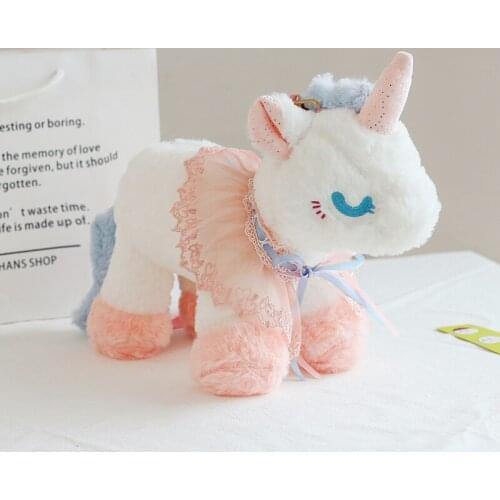 Kawaii Furry Unicorn Backpacks Kids Doll Plush Toy Bag Baby Backpack For Kids Girls Cute Animal Dinosaur Bags Toys Gifts Present
