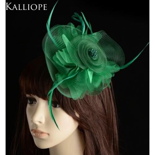 Multi-layer Vintage veil Floral hat tiara with stamens Sinamay Fascinator with Feathers Brides party Headdress