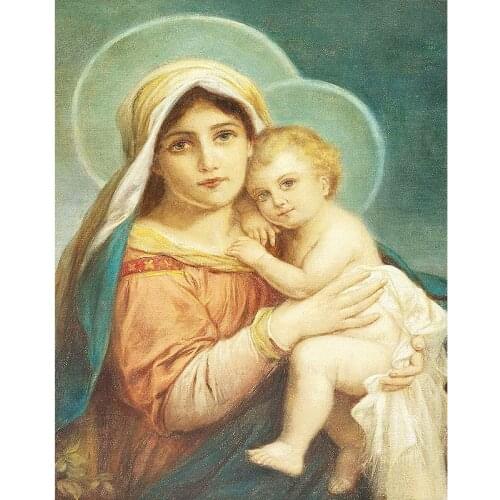 DIY kits Painting By Number Religious mother and child HandPainted Drawing Picture By Number Canvas Frame Home Decortion Wall Ar