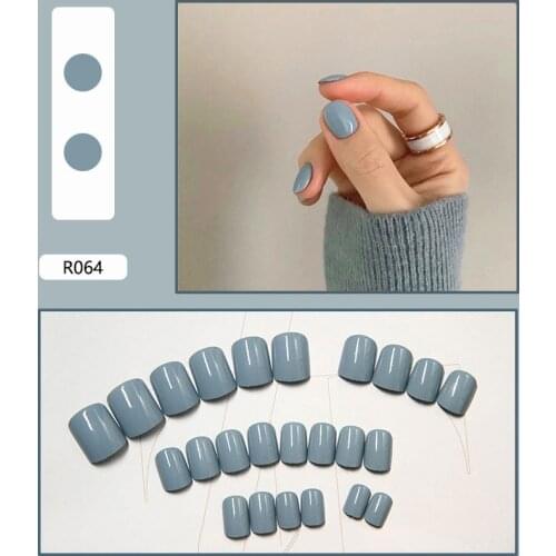 24PCS Fake Nails With Glue Daisy Long Detachable French Stick on Nails Daisy Smiley Press on Nails Art DIY Manicure Tool