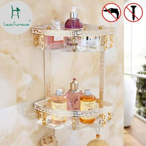 Louis Fashion Non Perforated Toilet Corner Holder European Bathroom Ivory White Bathroom Cosmetic Triangle Basket