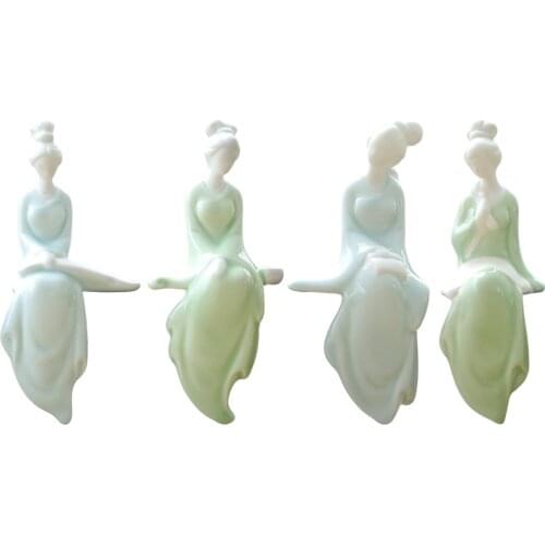 Delicate Ceramic Figurine Decor Statue for Home Office Bookshelf TV Stand Decoration Ceramic People Pose Sculpture Crafts Gift