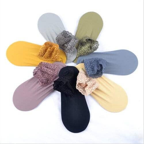 New Summer Thin Lace Ice Silk Boat Socks Towel Cotton Bottom Invisible Socks Mid-tube Socks Women