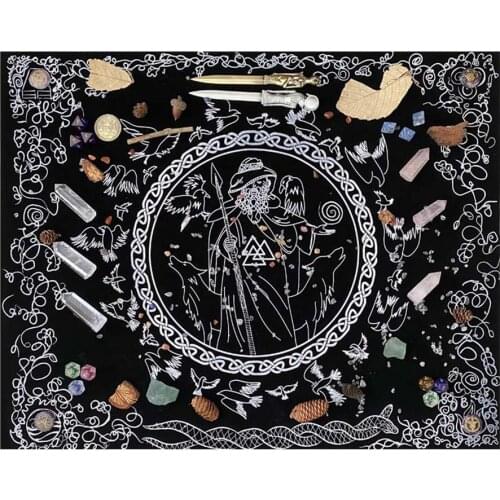 Odin Blessing Rituals Tarot Card Tablecloth Velvet Divination Altar Cloth Board Game Fortune Astrology Oracle Card Pad