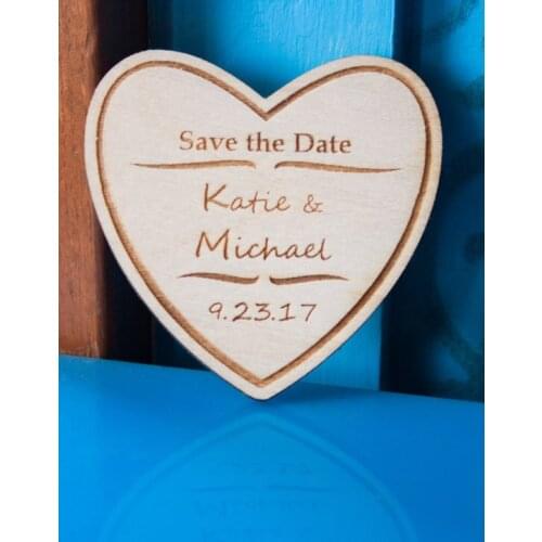 Personalized heart rustic Wedding wooden Save the Date Magnets bridal shower party favors company gifts invitations inserts