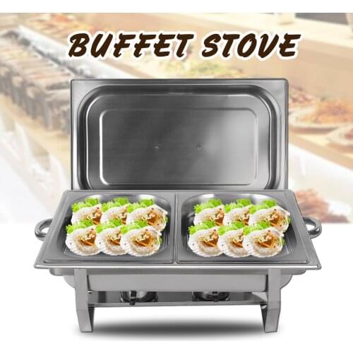 Chafing Dish Alcohol Food Warmer Buffet Stove Hot Pan Caterer Restaurant Wedding Double Lattice Container Serving Set