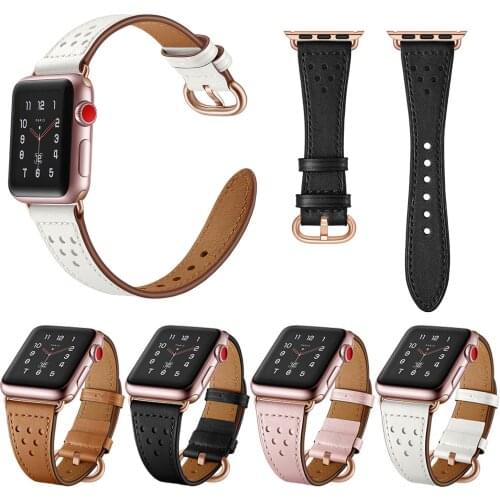 Luxury Genuine Leather Watch Band for Apple Watch iWatch 42mm 38mm Strap Series 1 2 3 Cowhide Leather Belt Hole Watchbands