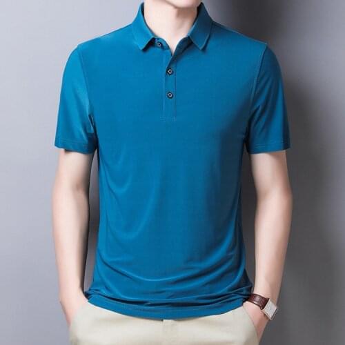Men Polo Shirt Top Business Office Men Korean Fashion Clothing Cotton Solid Polo Shirt Plus Size Summer Casual Men Clothes