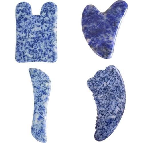 Heart Shape Spike Gua Sha Massage Tool China Traditional Natural Sodalite SPA Jade Gouache Firming Scraping Board