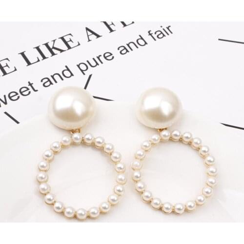 Fashion Big Imtation Pearl Dangle Earrings For Women Golden Luxury Model Show Jewelry Party Club Wedding Earring
