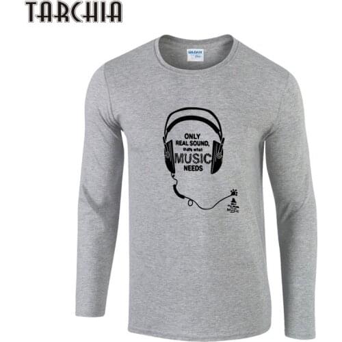 TARCHIA Hot 2021 New Spring Microphone Print O-Neck Slim Fit Long Sleeve T Shirt Men Trend Casual Men T-Shirt Korean T Shirts