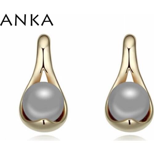 ANKA New pearl earrings For Women Gold Color Simulated-Pearl Crystals from Austria #103176